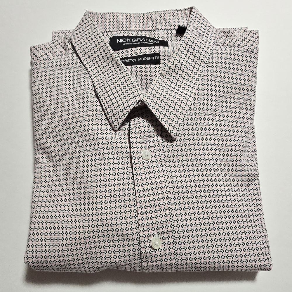 Men's 2XL Black Peach Stretch Modern Fit Long Sleeve Button-Down Shirt - Picture 2 of 9